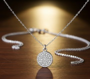 925 Sterling Silver Round Shape Pendant Necklace with Adjustable Length